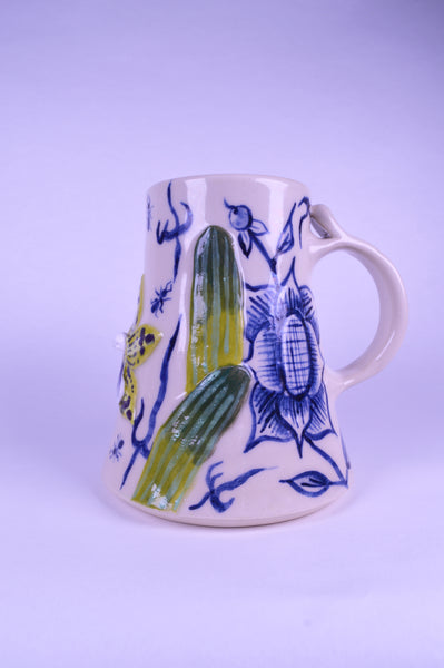 Faux Delft, Orchid, Ship Mug