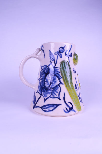 Faux Delft, Orchid, Ship Mug